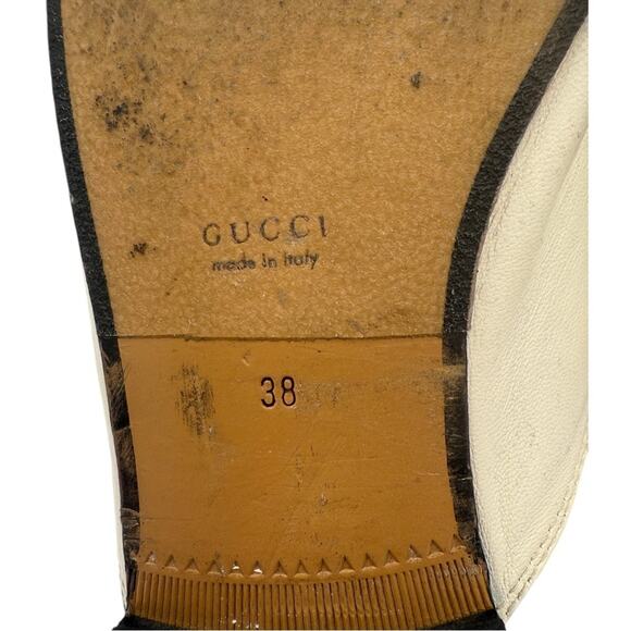 Gucci Princetown Horsebit Slip-On Loafer Mule Flat in White Leather EU 38 US 8 - Picture 11 of 14